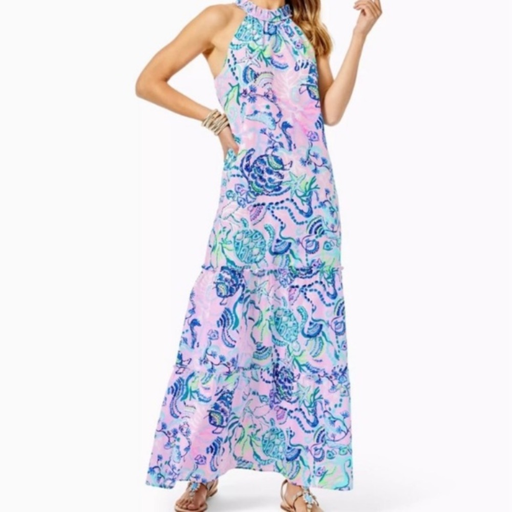 Lilly Pulitzer Everly Ruffle Maxi Dress Lilac Freesia Mermaid For You Style